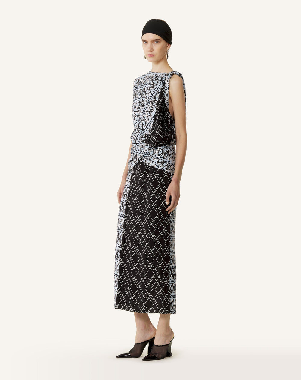 Robe Patchwork En Soie Imprimée