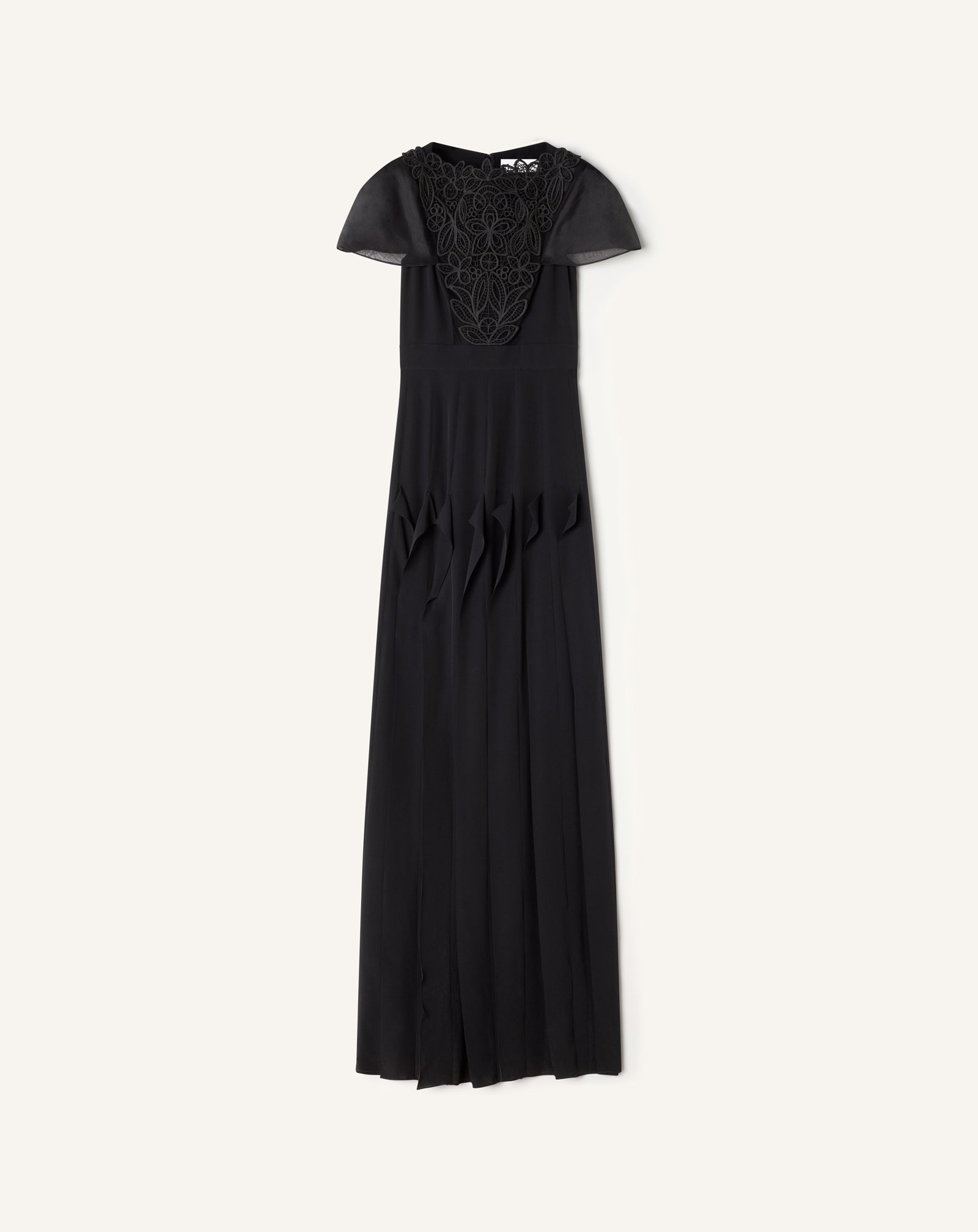 Robe À Plastron Brodé En Georgette De Soie Black