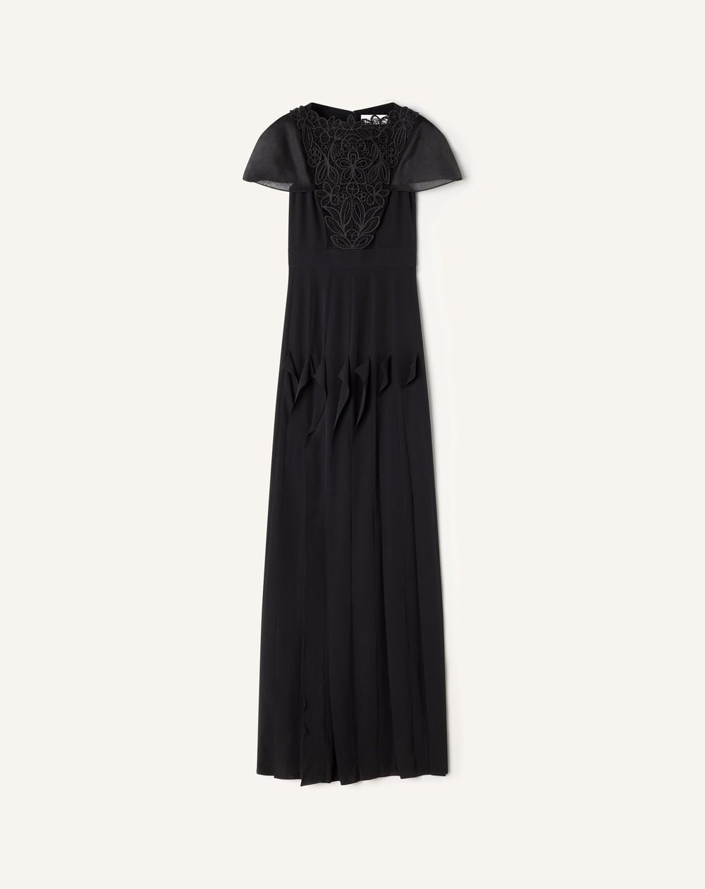 Robe À Plastron Brodé En Georgette De Soie Black