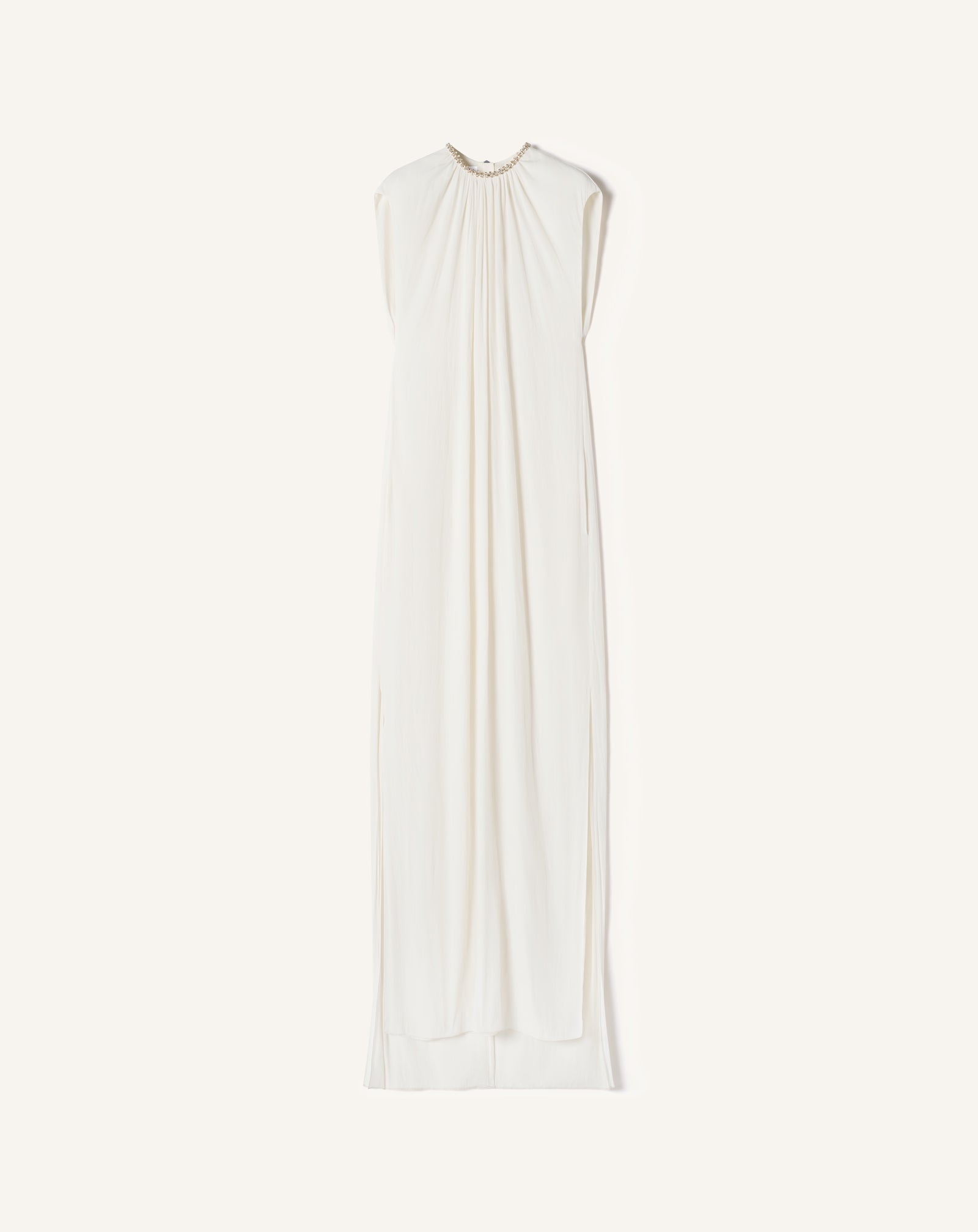 Robe Brodée En Charmeuse White