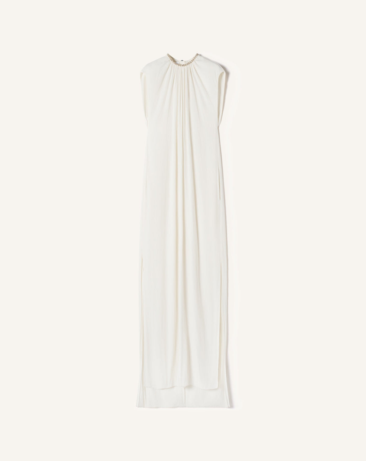 Robe Brodée En Charmeuse White