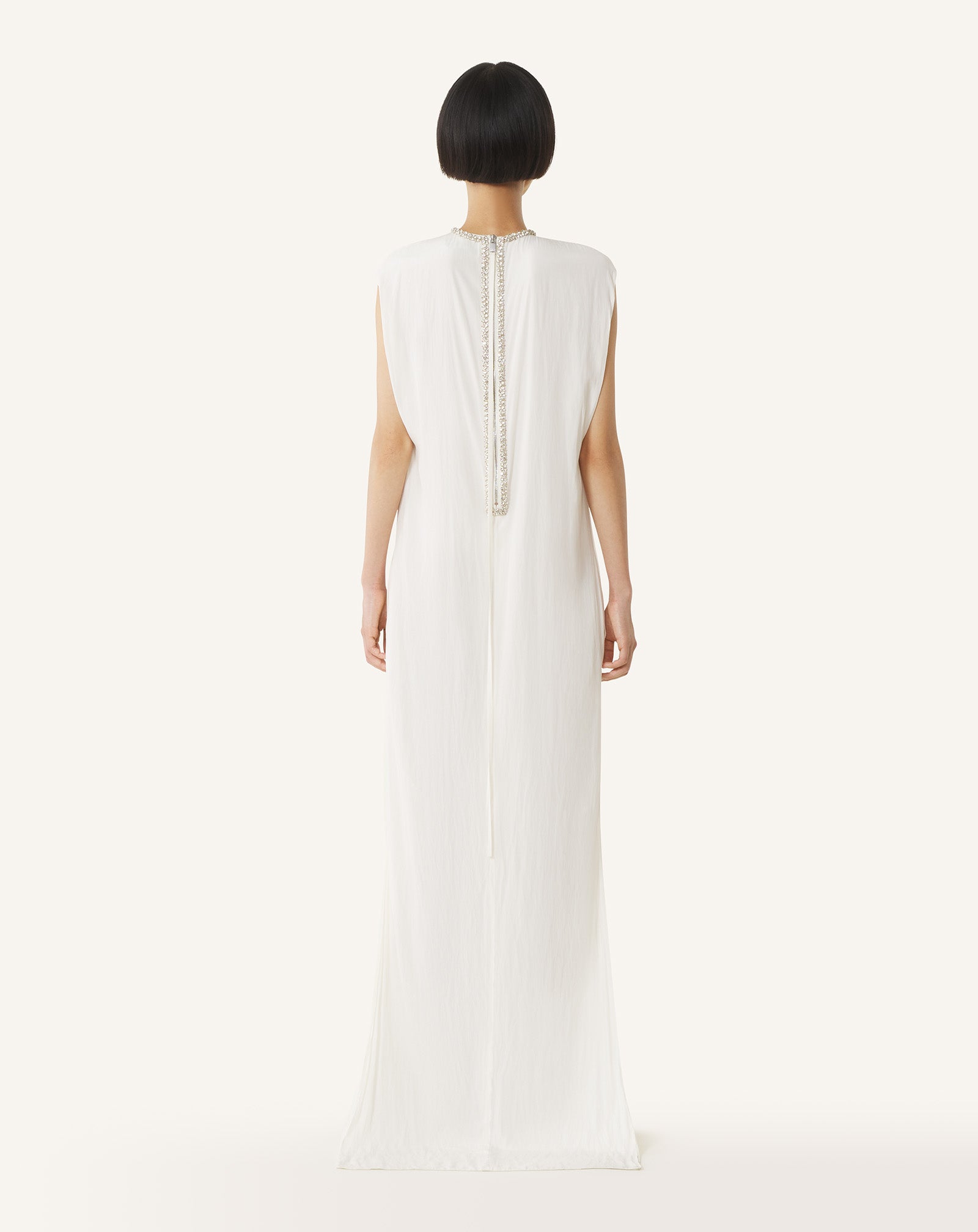 Robe Brodée En Charmeuse White