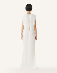 Robe Brodée En Charmeuse White