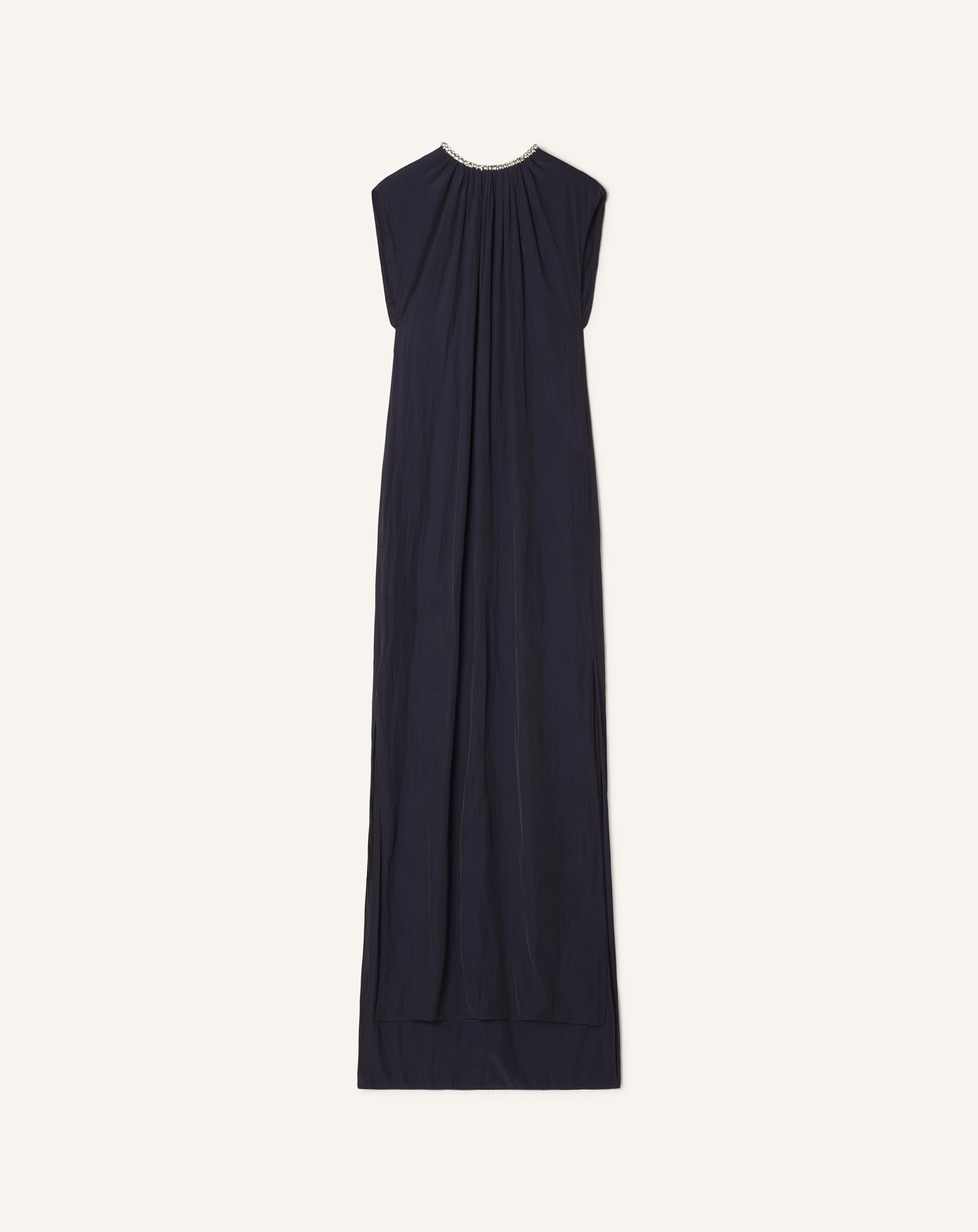 Robe Brodée En Charmeuse Blue