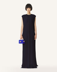 Robe Brodée En Charmeuse Blue