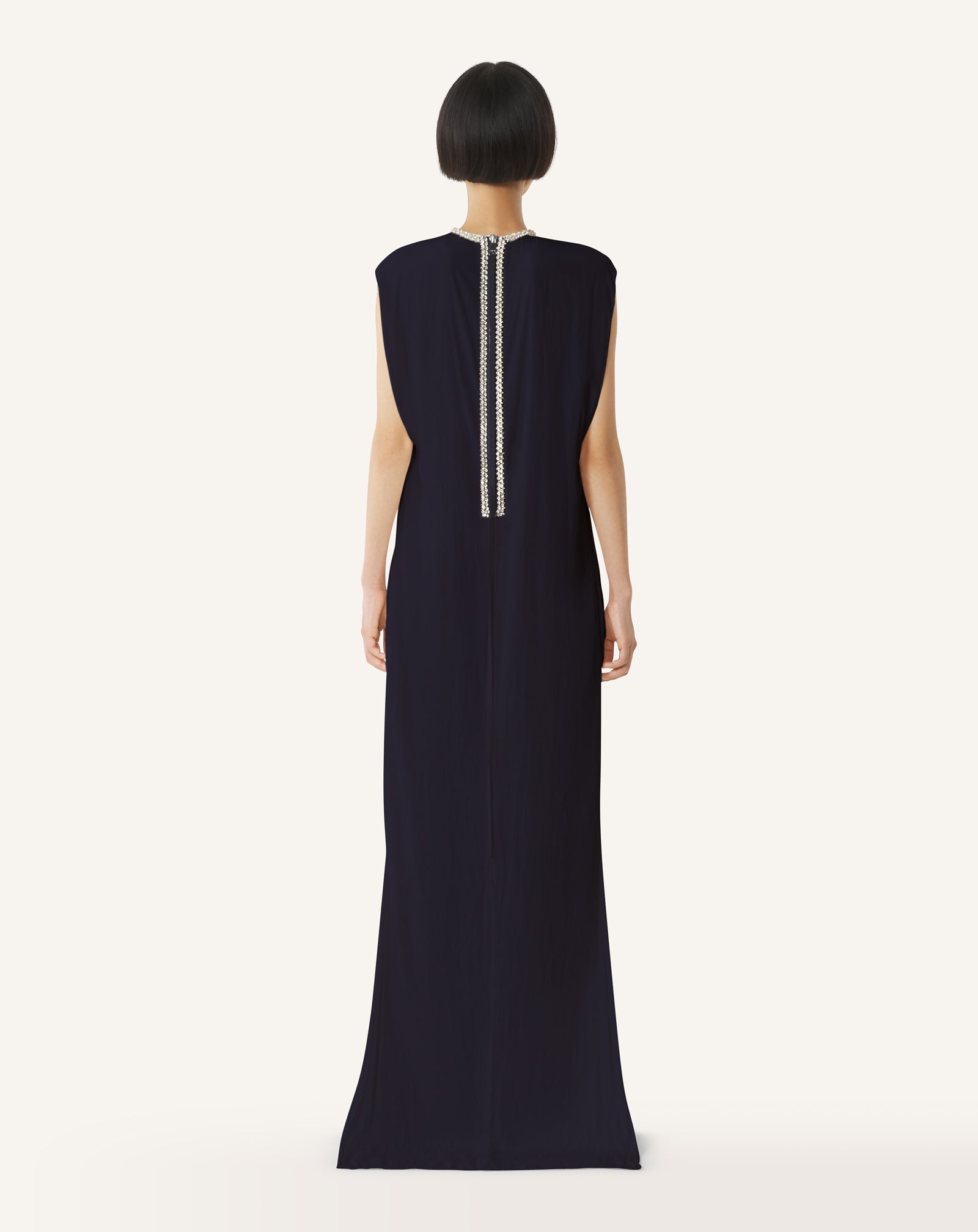 Robe Brodée En Charmeuse Blue