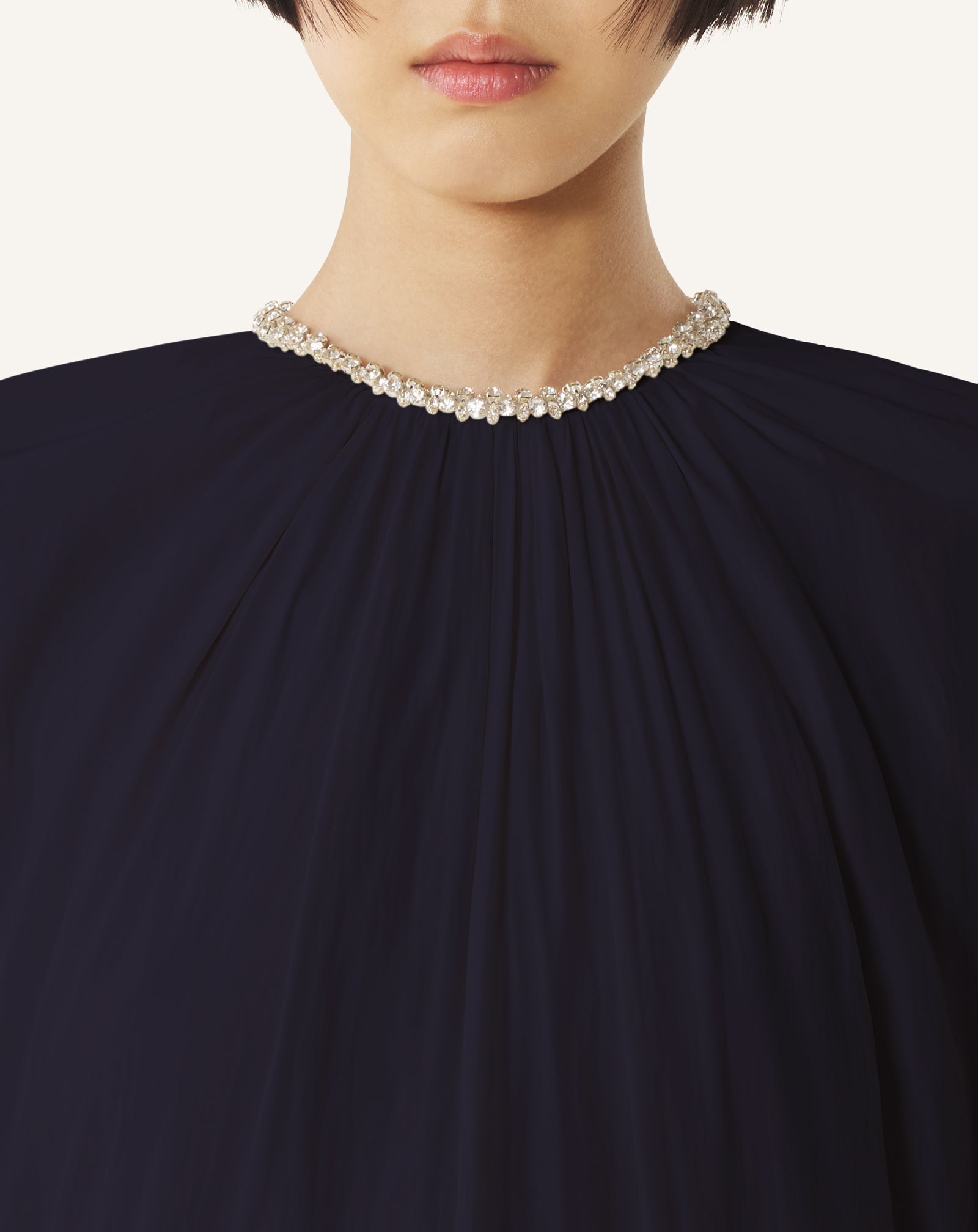 Robe Brodée En Charmeuse Blue