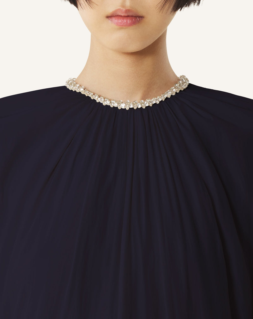 Robe Brodée En Charmeuse Blue