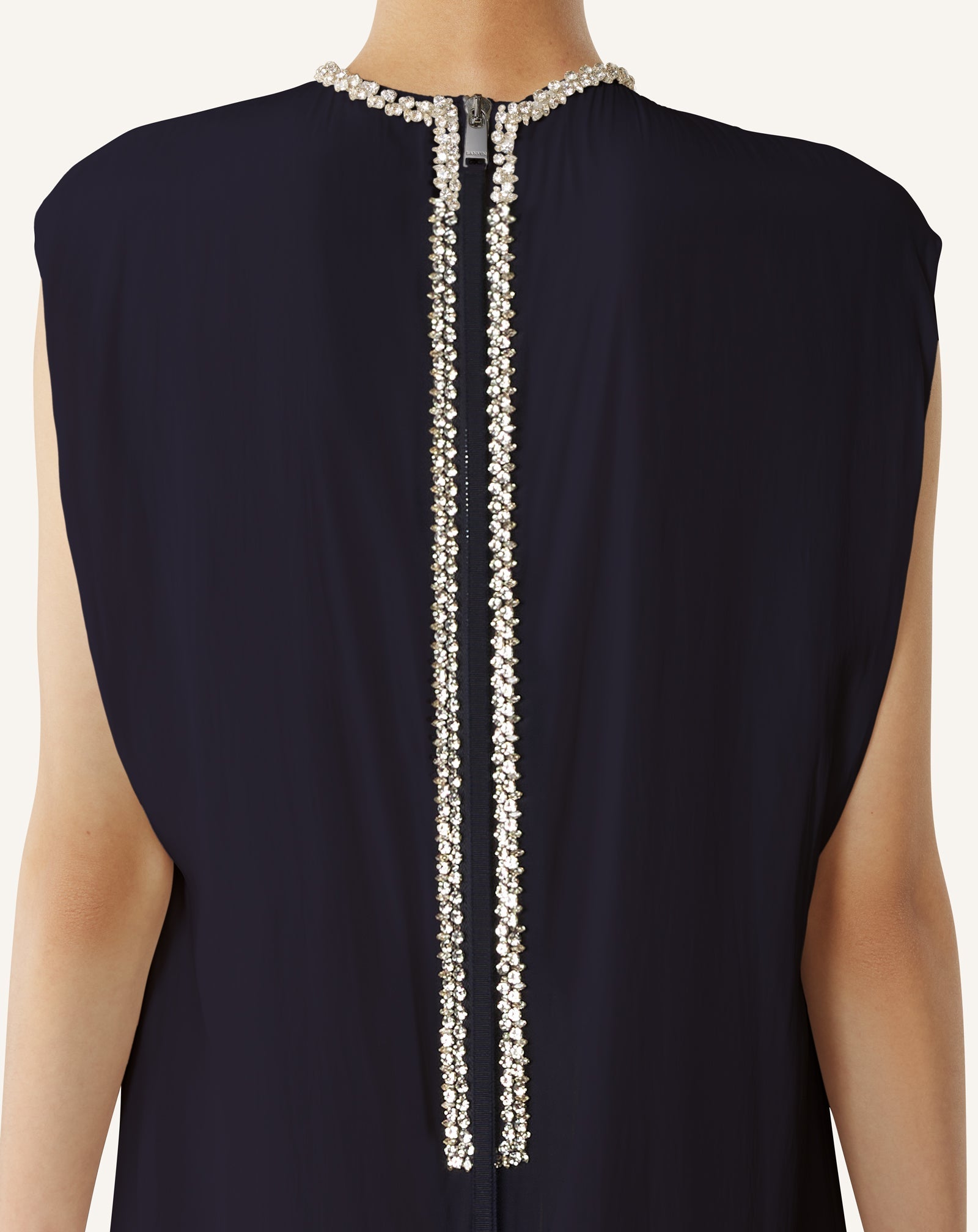 Robe Brodée En Charmeuse Blue