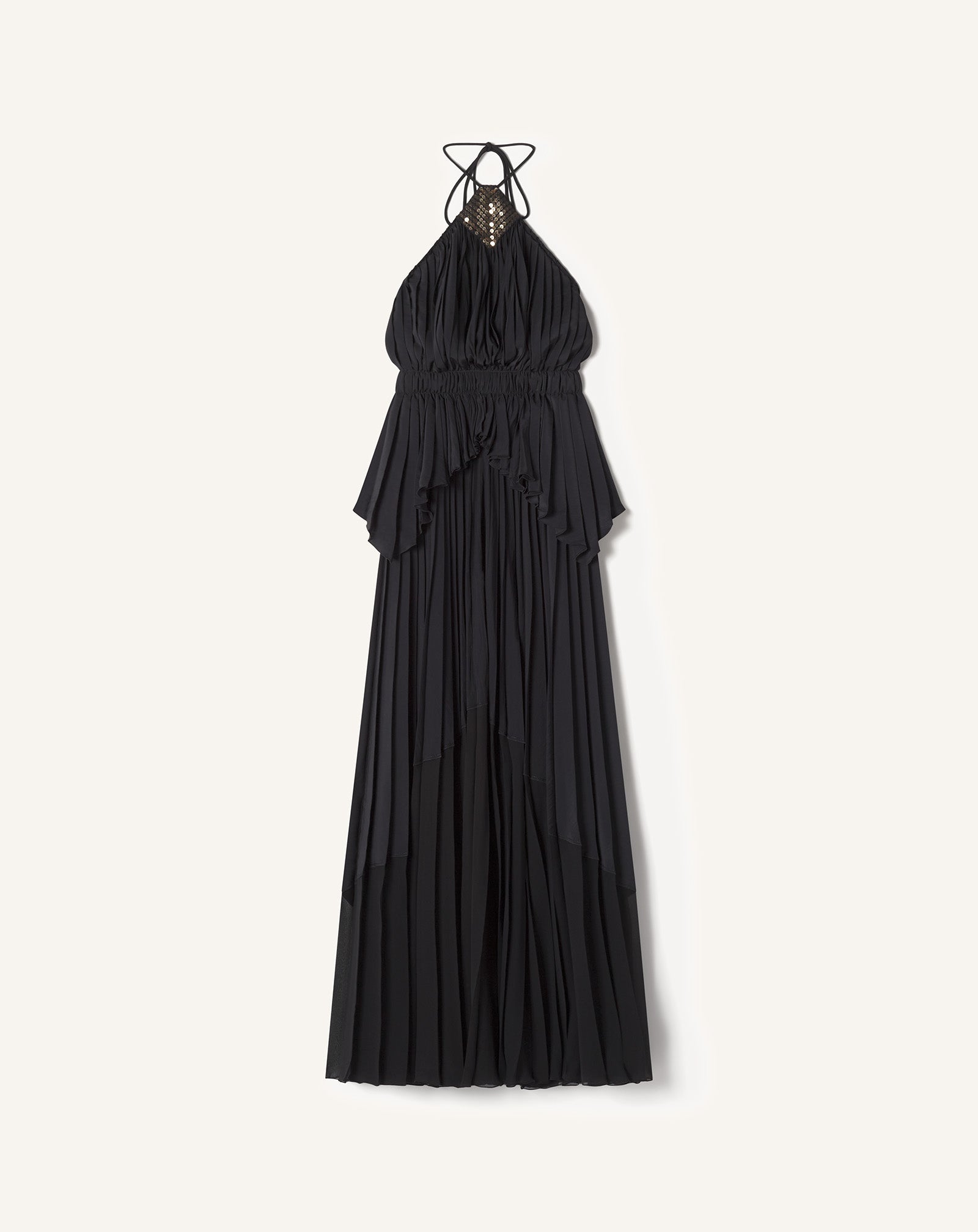Robe Brodée En Soie Et Charmeuse Black
