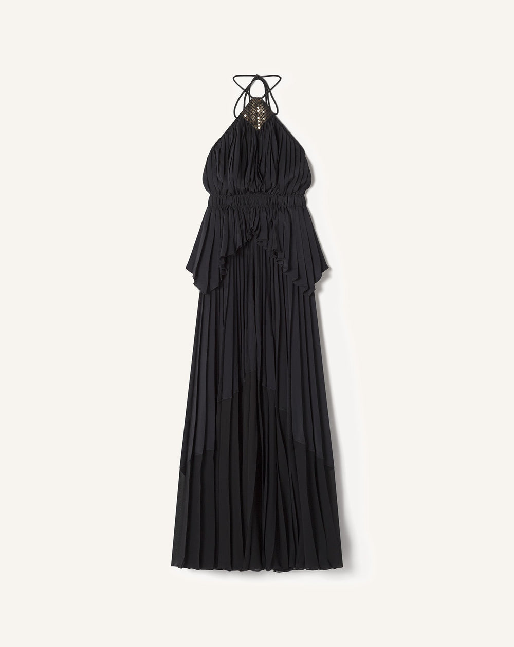Robe Brodée En Soie Et Charmeuse Black