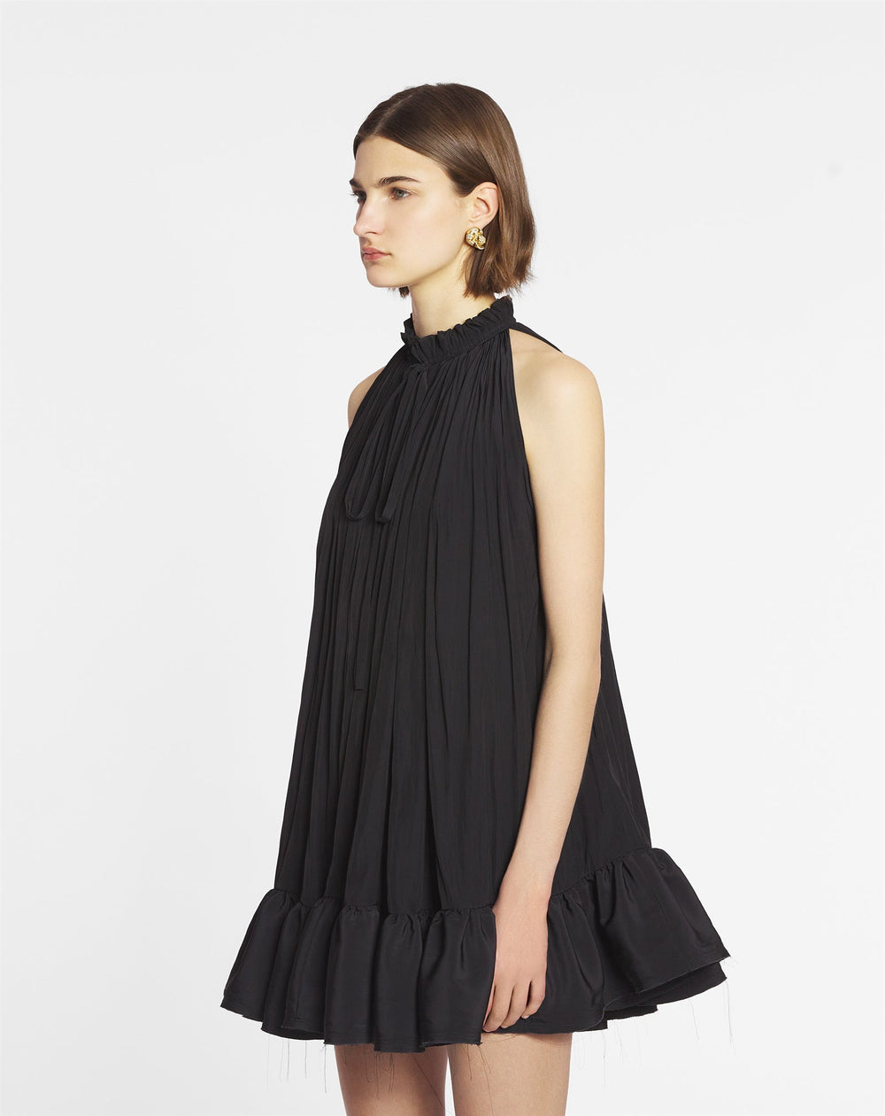 Black Short Dress With Ruffles