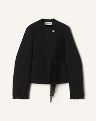 Black Asymmetrical Jacket In Bouclé Wool