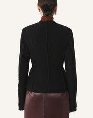 Black Asymmetrical Jacket In Bouclé Wool
