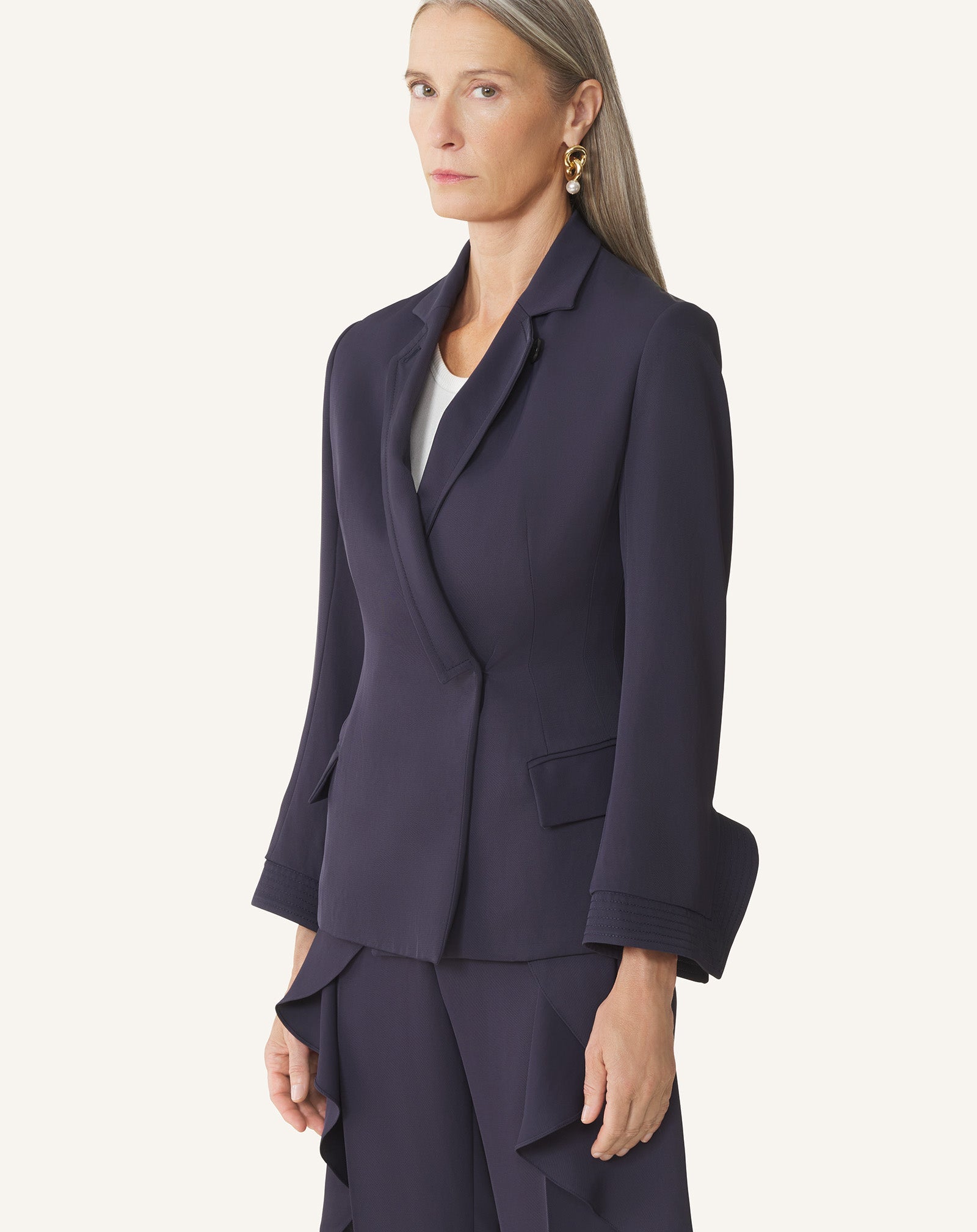 Veste Croisée En Twill Blue