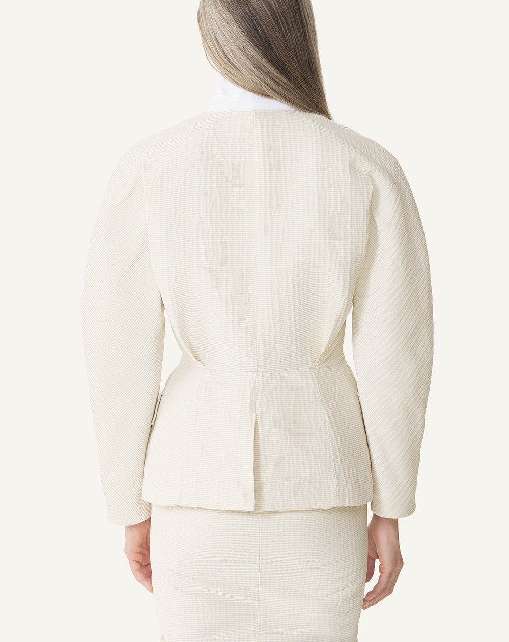 Veste Ceinturée En Jacquard White