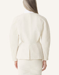 Veste Ceinturée En Jacquard White