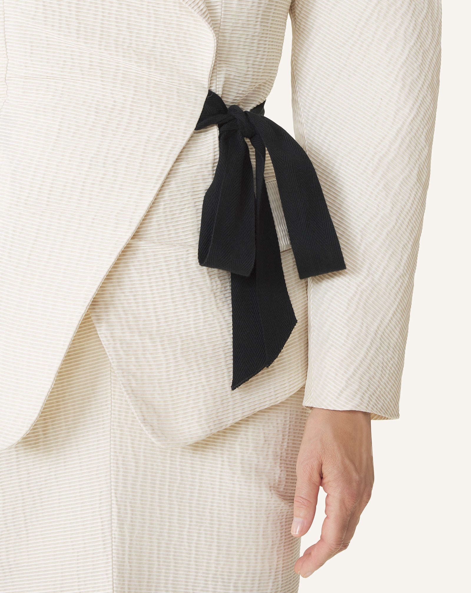 Veste Ceinturée En Jacquard White