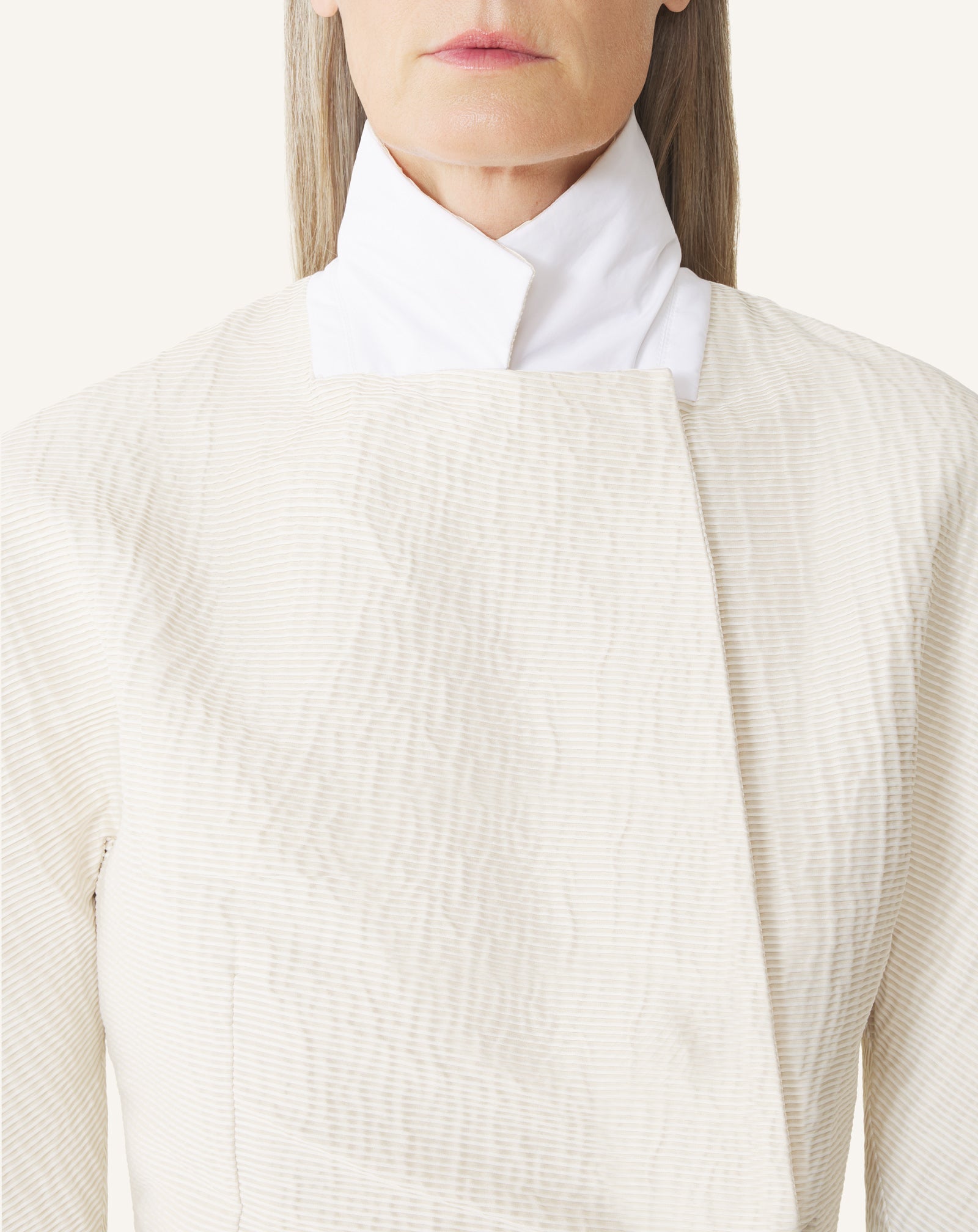 Veste Ceinturée En Jacquard White
