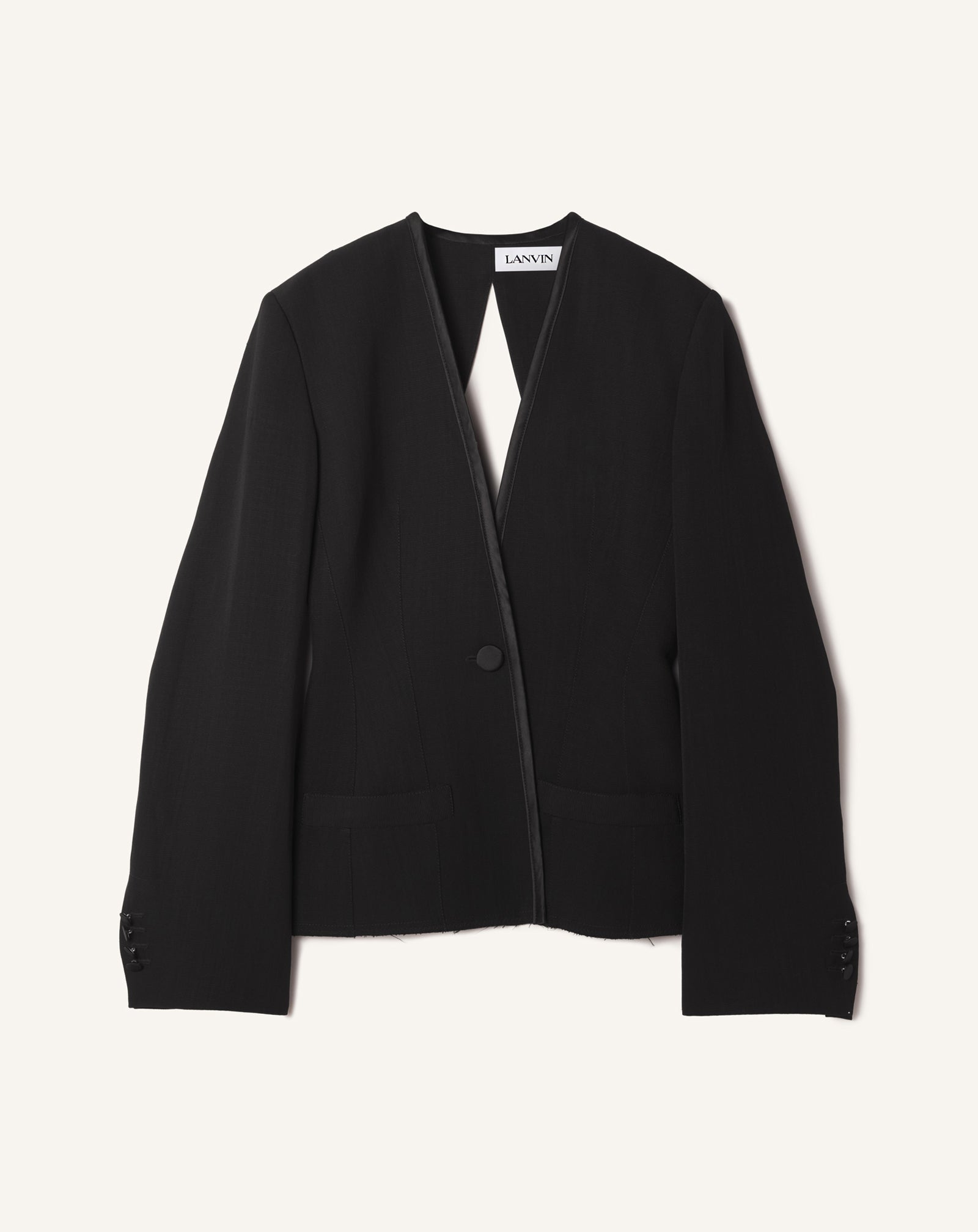 Veste Dos Nu En Soie Et Viscose Black