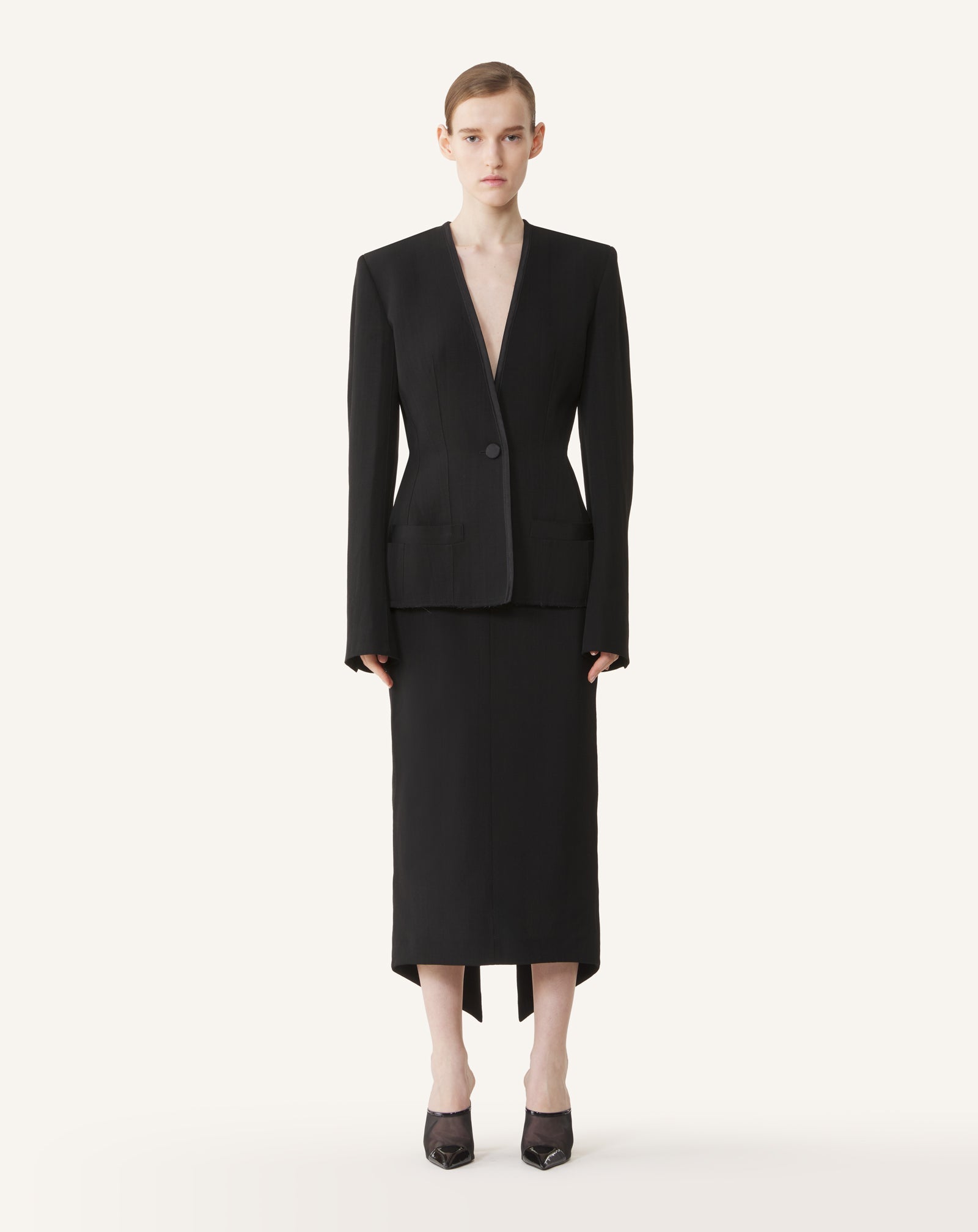 Veste Dos Nu En Soie Et Viscose Black