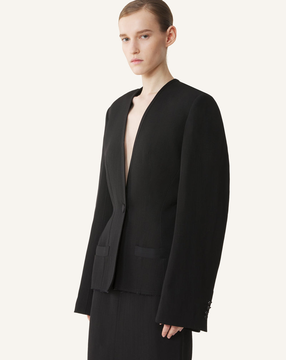 Veste Dos Nu En Soie Et Viscose Black