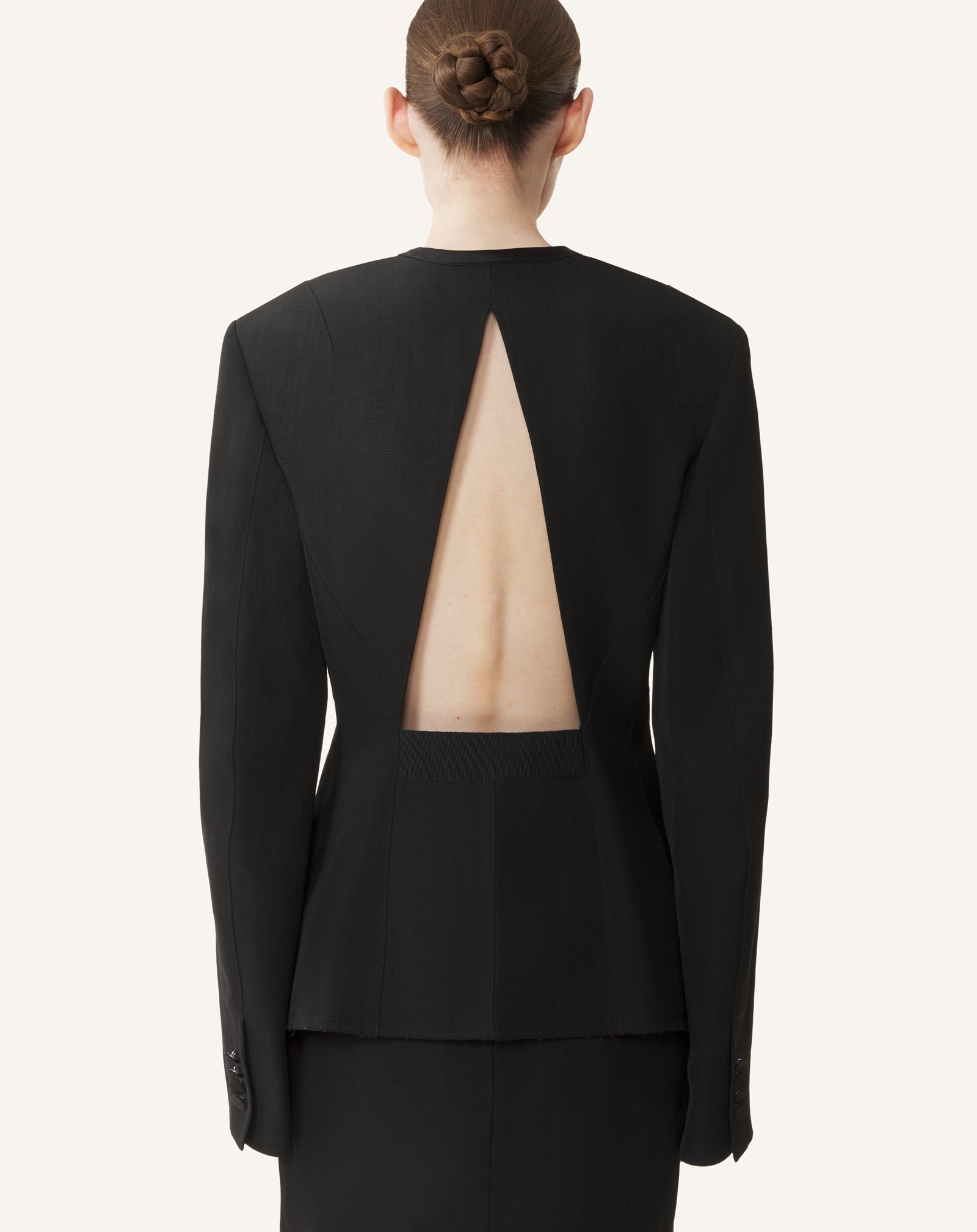Veste Dos Nu En Soie Et Viscose Black