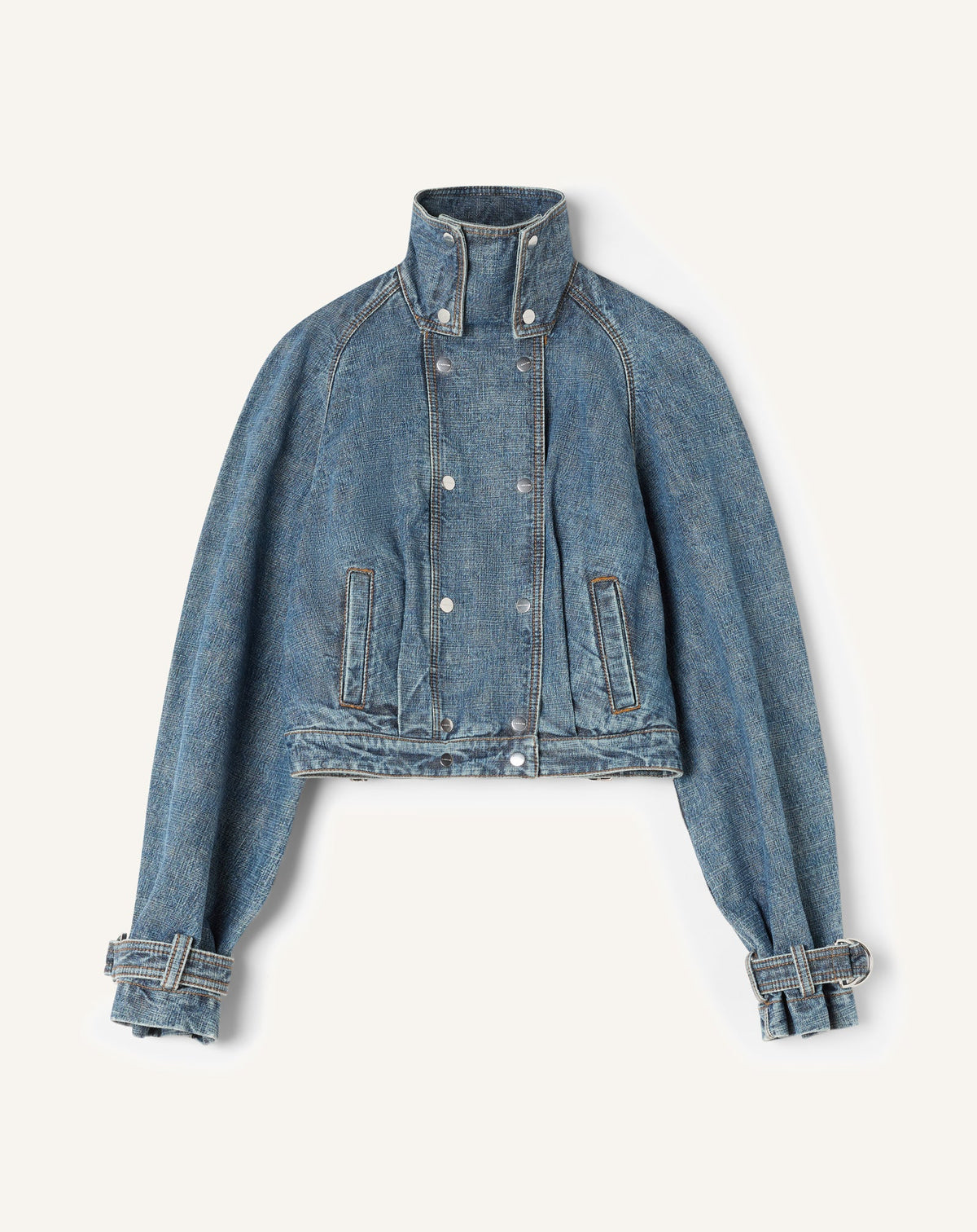 Blouson Court En Denim Blue