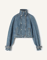 Blouson Court En Denim Blue