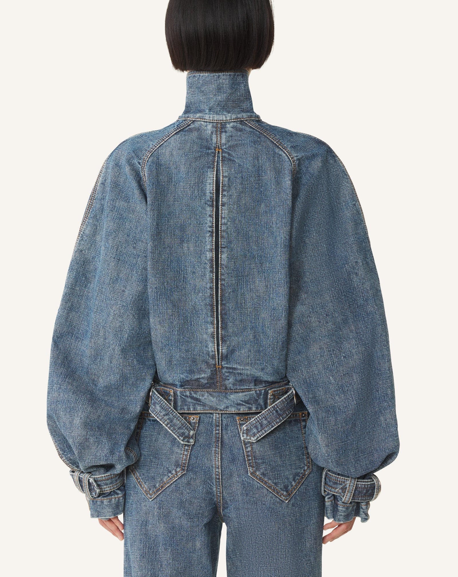 Blouson Court En Denim Blue