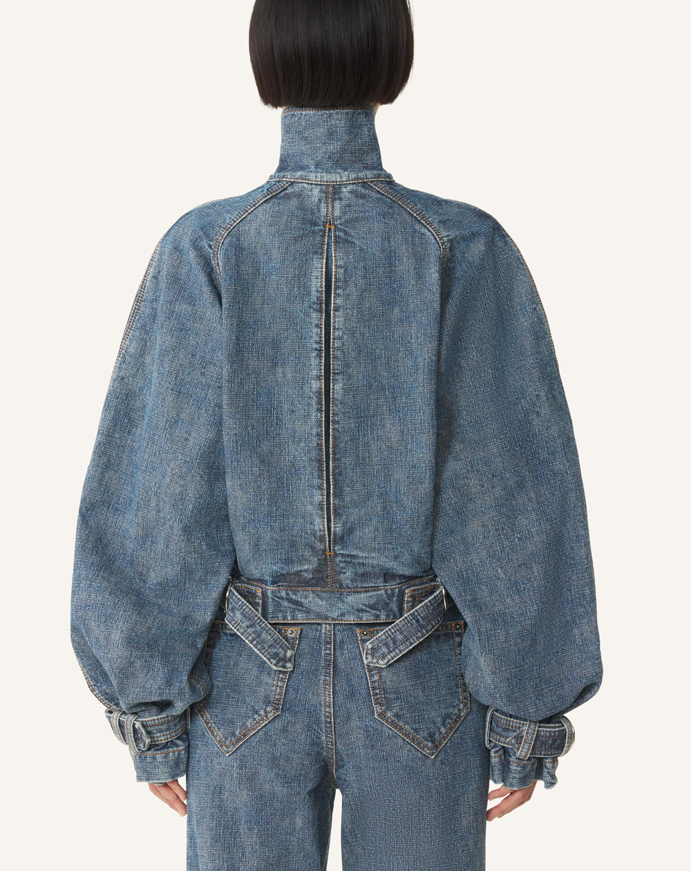 Blouson Court En Denim Blue