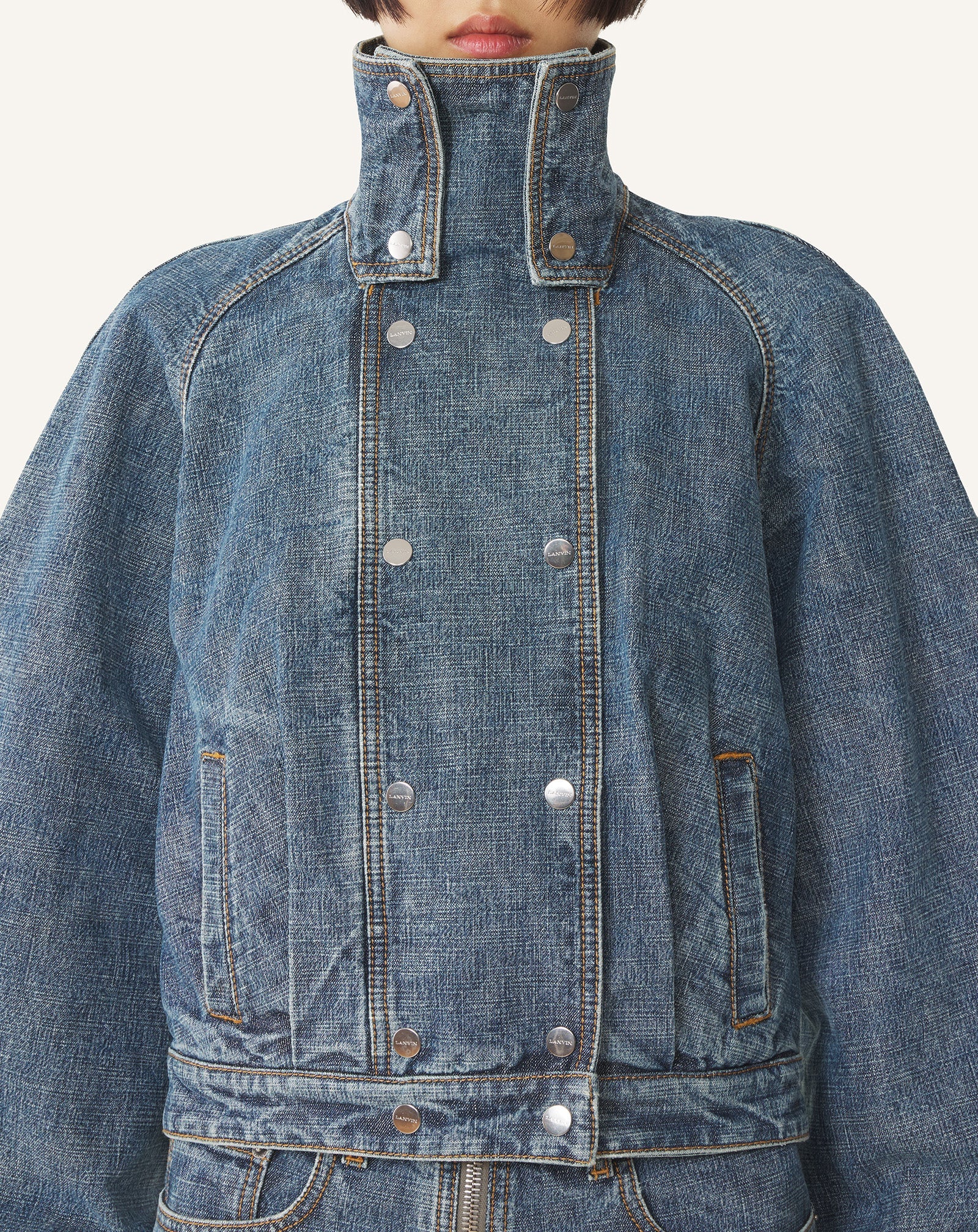 Blouson Court En Denim Blue