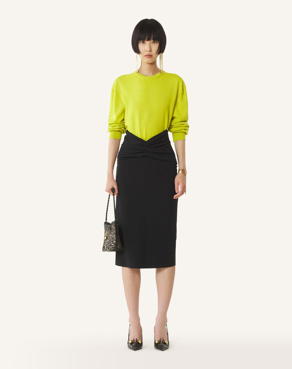 Pull T-shirt Détail Gros Grain En Laine Green