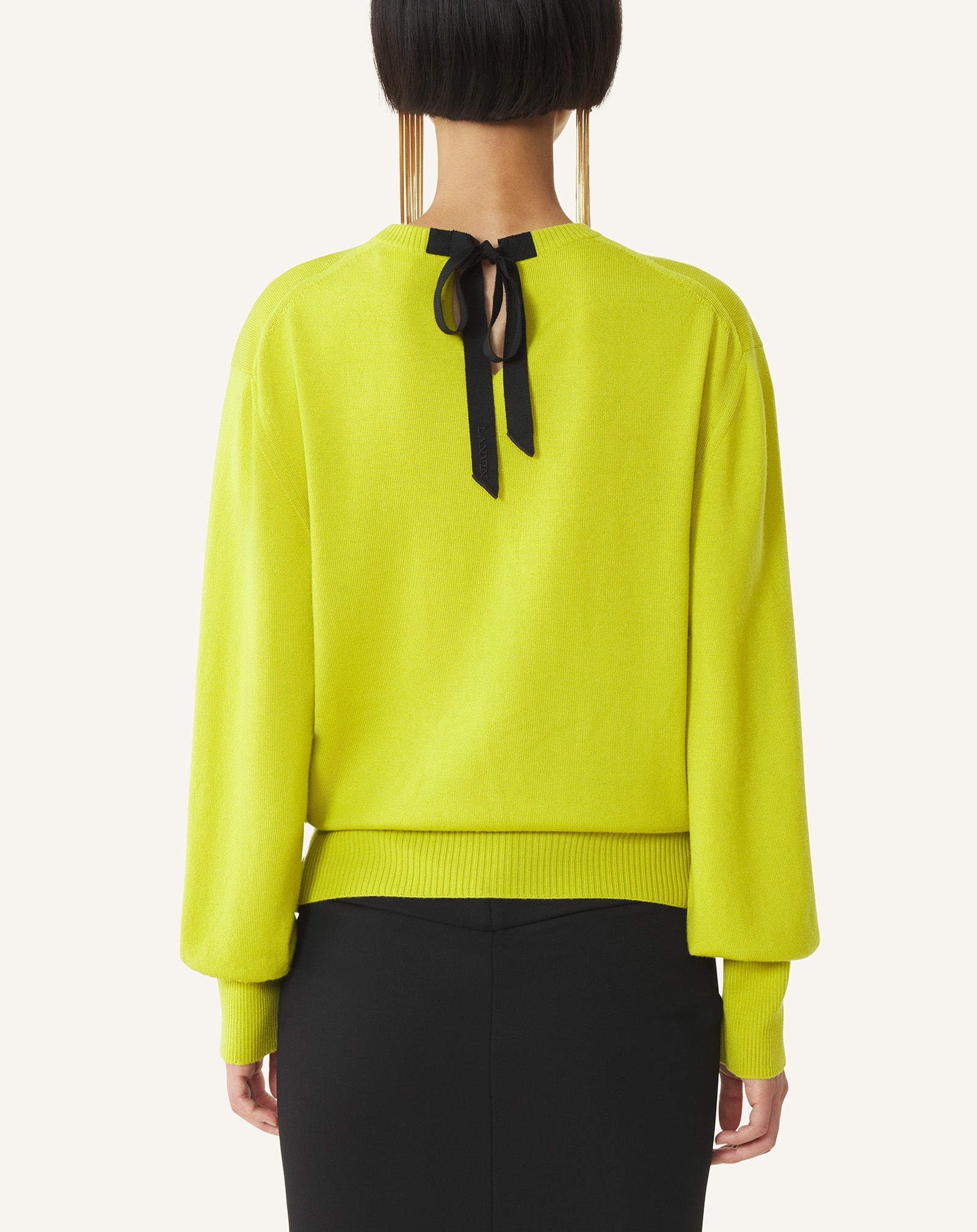 Pull T-shirt Détail Gros Grain En Laine Green