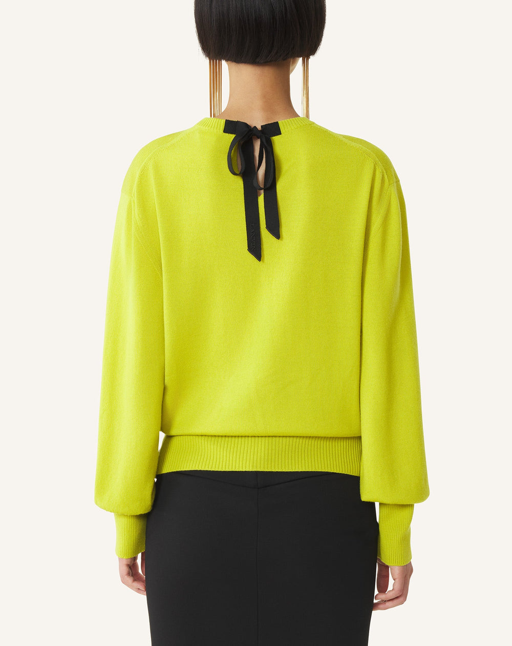 Pull T-shirt Détail Gros Grain En Laine Green