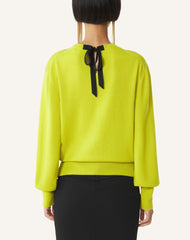 Pull T-shirt Détail Gros Grain En Laine Green
