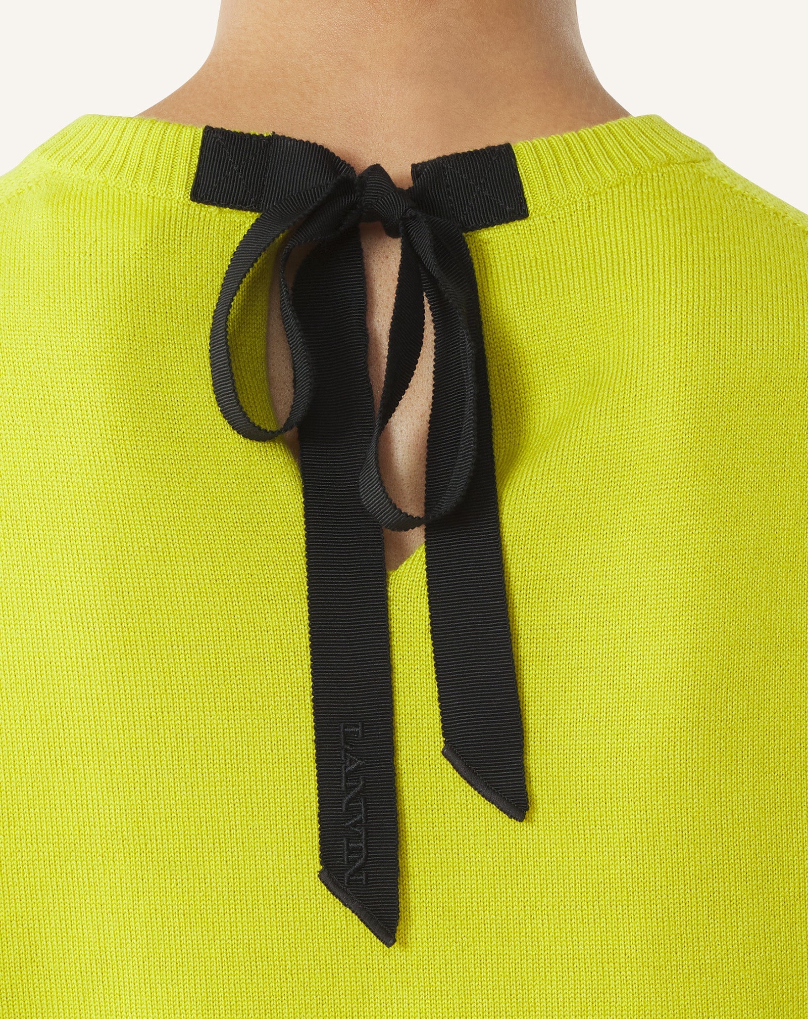 Pull T-shirt Détail Gros Grain En Laine Green