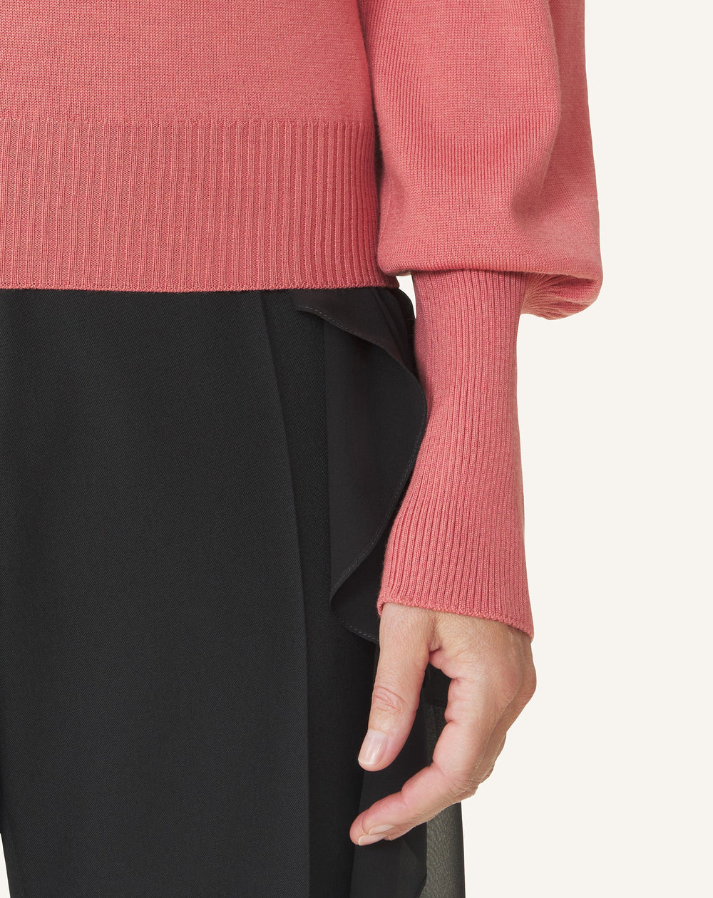 Pull T-shirt Détail Gros Grain En Laine Pink