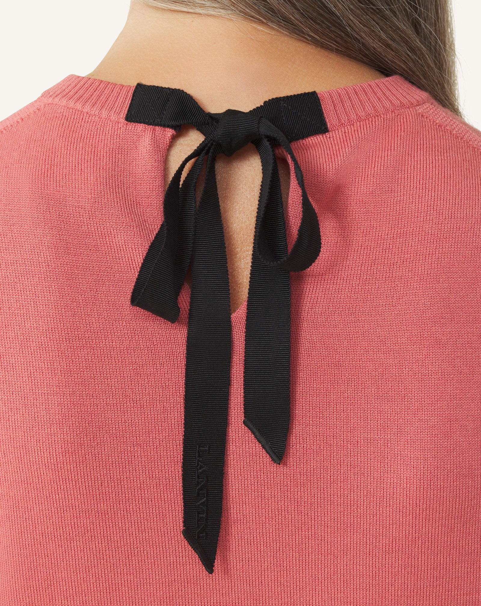Pull T-shirt Détail Gros Grain En Laine Pink