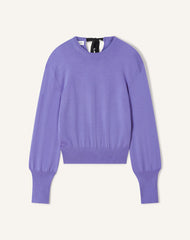 Pull T-shirt Détail Gros Grain En Laine Purple