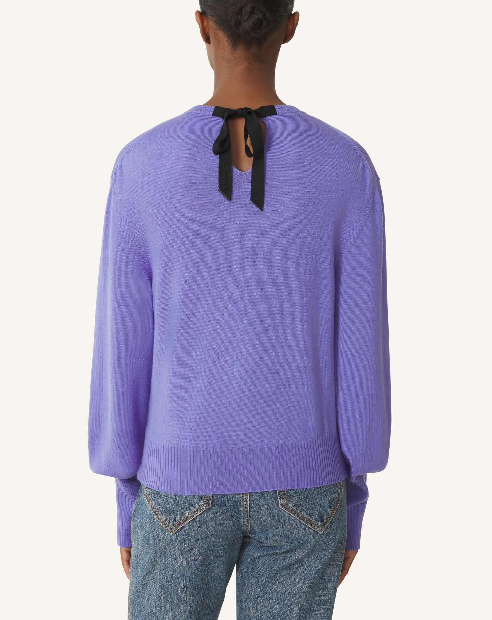 Pull T-shirt Détail Gros Grain En Laine Purple