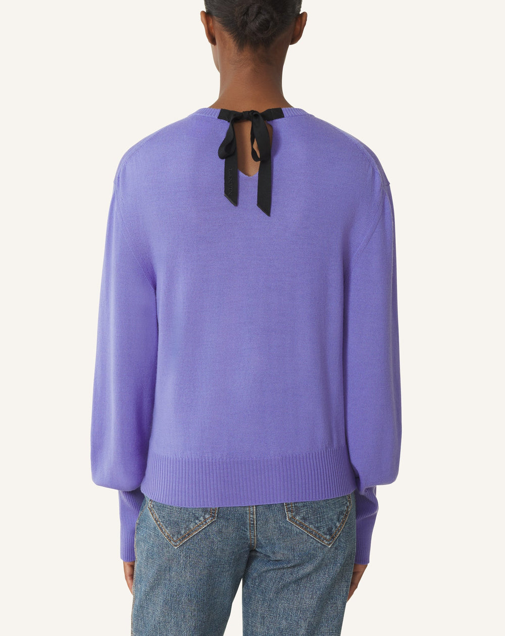 Pull T-shirt Détail Gros Grain En Laine Purple
