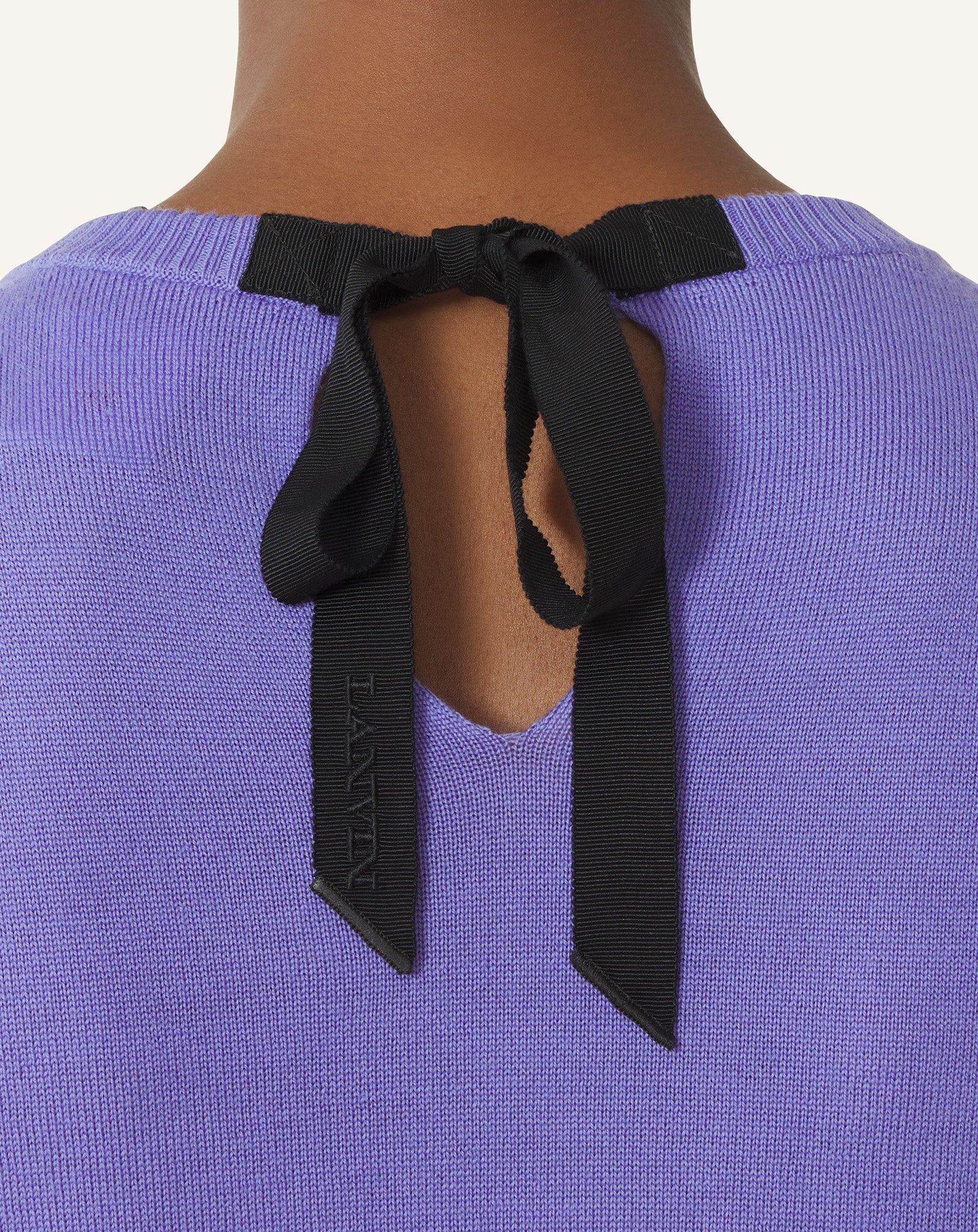 Pull T-shirt Détail Gros Grain En Laine Purple