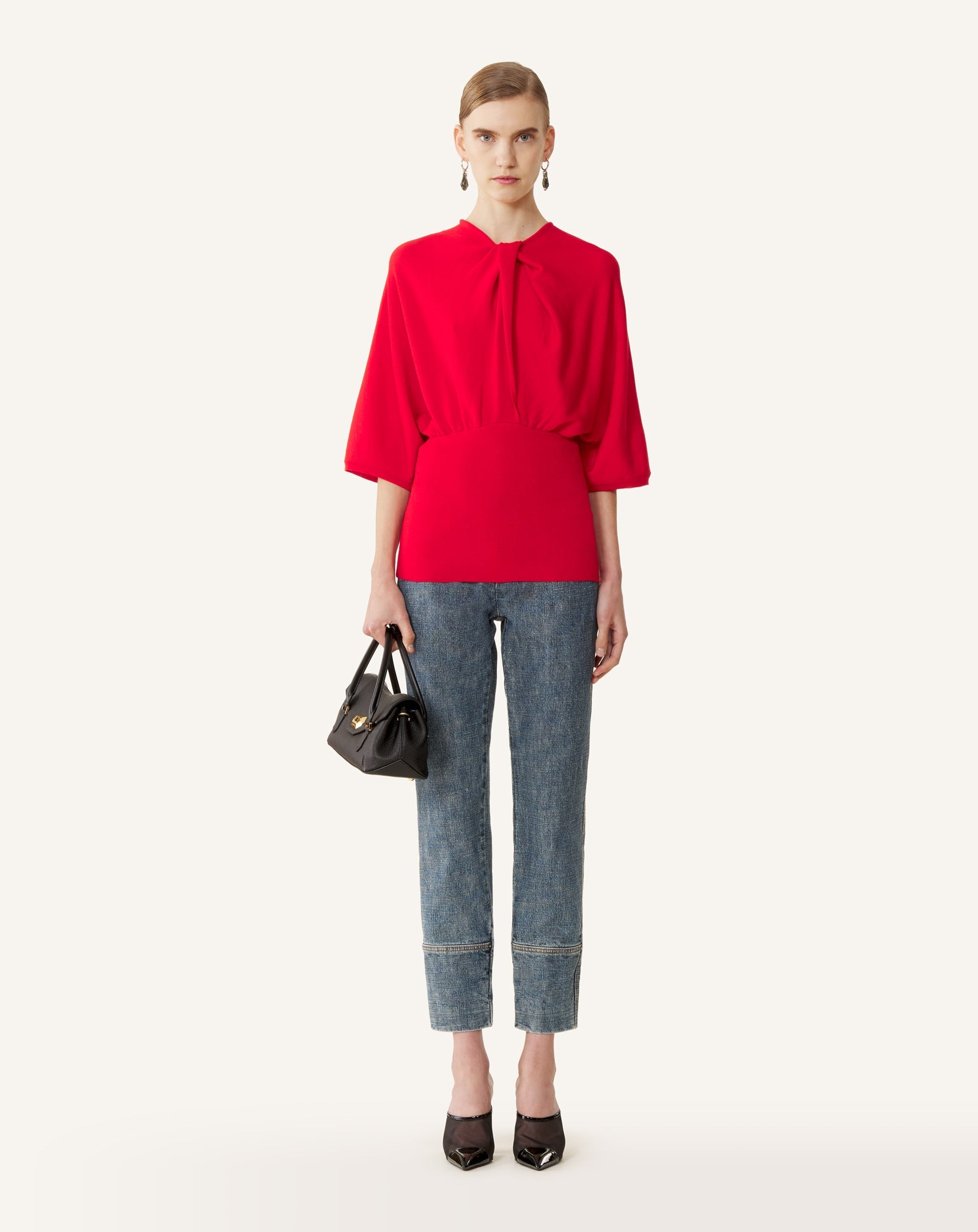 Pull Détail Noeud En Laine Mérinos Red