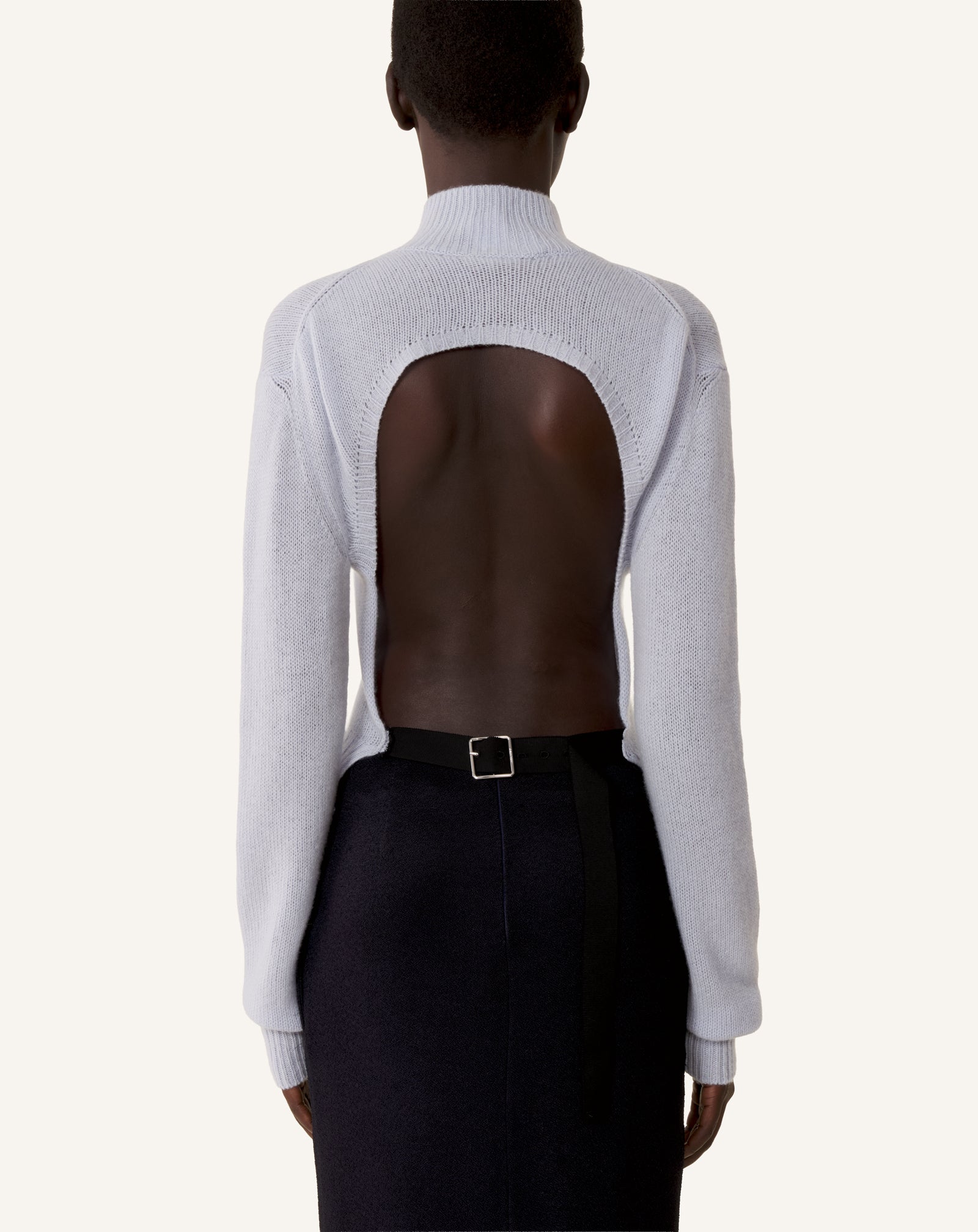 Pull Dos Nu En Cachemire Blue