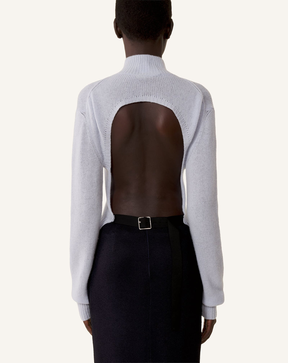 Pull Dos Nu En Cachemire Blue