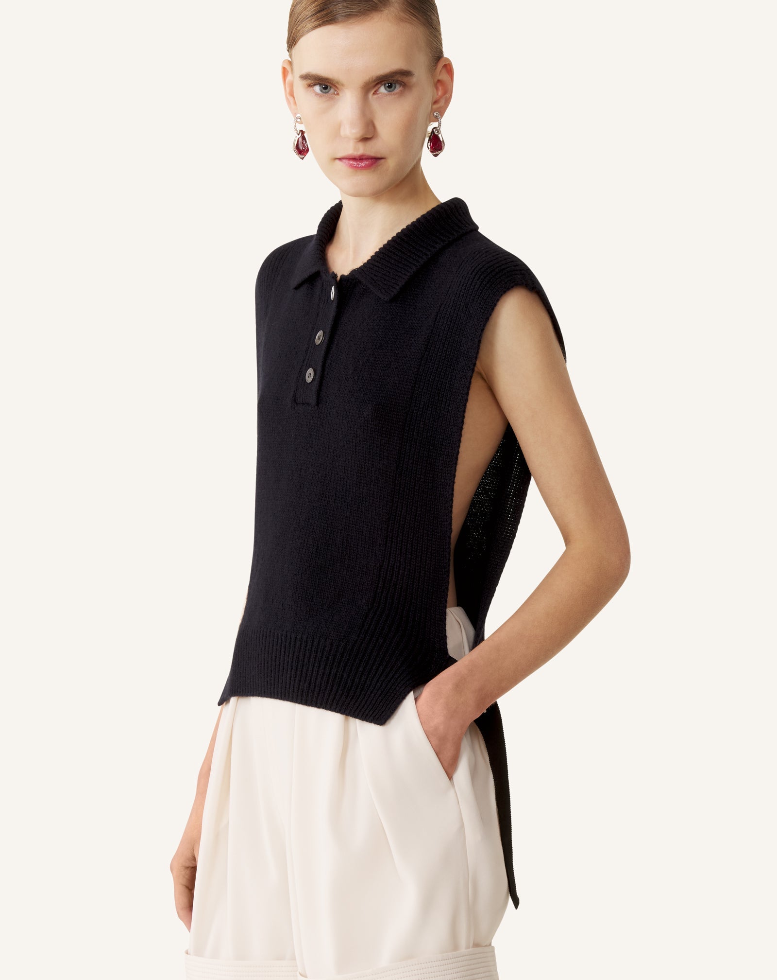 Pull Sans Manches En Cachemire Blue