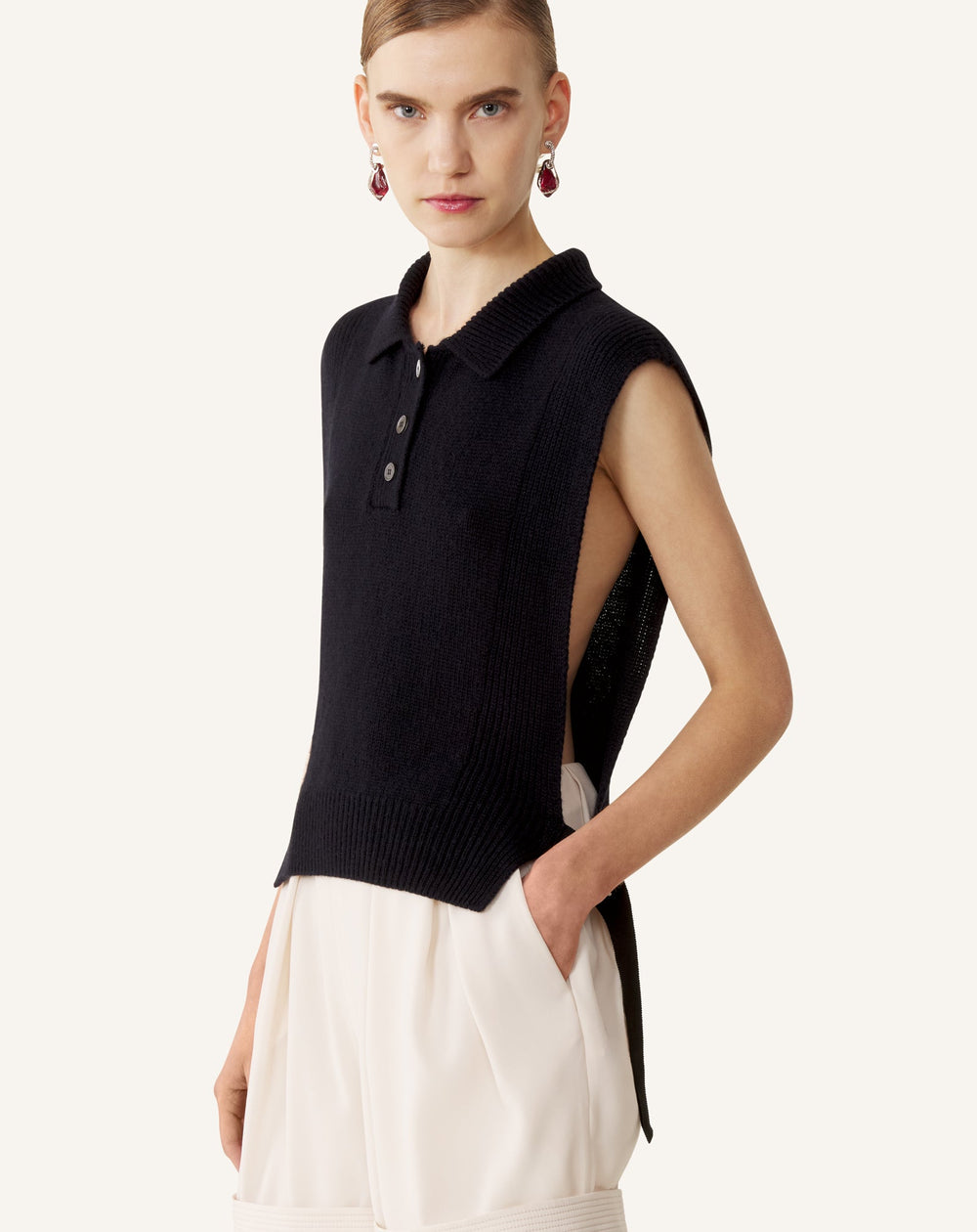Pull Sans Manches En Cachemire Blue