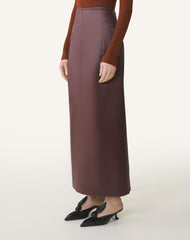 Brown Straight Skirt In Cotton And Viscose