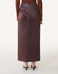 Brown Straight Skirt In Cotton And Viscose